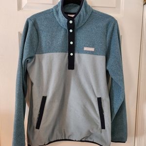 Columbia Half Button Fleece Pullover | Colorblock Shades of Blue | size: L